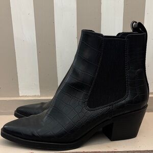 H&M Black Croc-Patterned Ankle Boots